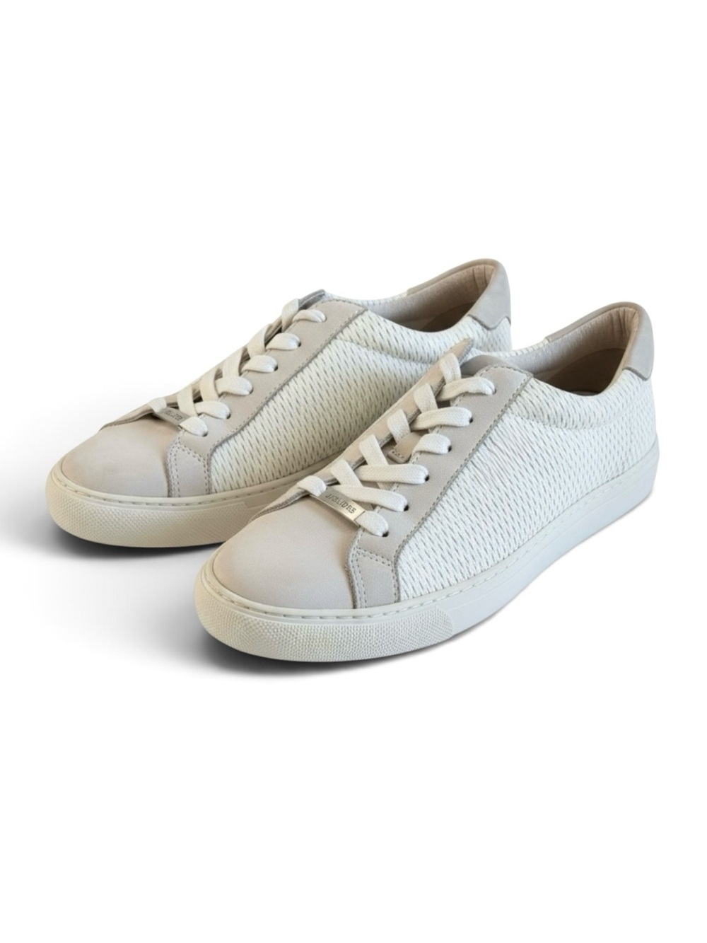 J Slides NYC White Woven Leather Low Top Sneakers Casual Streetwear Size 7